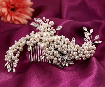 HIMSTORY Ručné Nádherný Crystal Pearl Česať Vlasy Ozdoby Veľká Veľkosť Nevesta Svadobné Doplnky, veľkoobchod