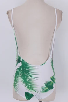 Hirigin 2017 Sexy Ženy, jednodielne Plavky Brazílskej Pláži Štýl Ženy Plavky Zelené listy Tlač Ženy plážové oblečenie plavky