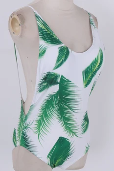 Hirigin 2017 Sexy Ženy, jednodielne Plavky Brazílskej Pláži Štýl Ženy Plavky Zelené listy Tlač Ženy plážové oblečenie plavky