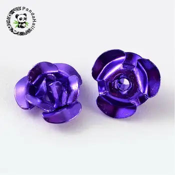 Hliníkové Ruže Kvet, Drobné Kovové Korálky, Zmiešané Farby, cca 6 mm široké, 4.5 mm vysoké, otvor: 1mm, o 950pcs/taška
