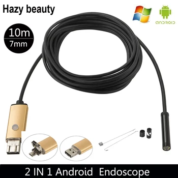 Hmlisté krásy 7mm USB Endoskop Cmos 10 m Dlhý Kábel Nepremokavé Borescope Endoskopu Inšpekcie Auto Visual Fotoaparát Medené Rúry Video