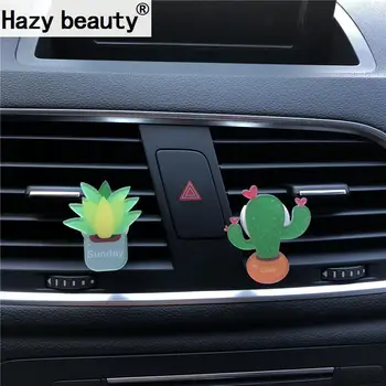 Hmlisté krásy Cartoon akryl kaktus Črepníkové auto parfum Interiér, klimatizácia vetracie otvory parfum dekorácie Osviežovač Vzduchu