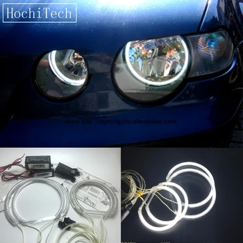 HochiTech Pre 2001-2004 BMW Radu 3 E46 Compact Ultra Svetlé Denne Svetla DRL CCFL Angel Eyes Demon Eyes Súprava Teplá Biela Halo Krúžok