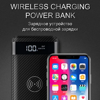 HOCO QI Bezdrôtová Nabíjačka Power Bank 10000mah Prenosné Dual USB s Digitálnym Displejom Externú Batériu Powerbank pre iphone X 8
