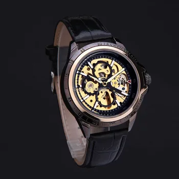 Hodinky mužov luxusné módne značky bežné kostra náramkové hodinky automatické vietor mechanické hodinky kožený remienok relogio masculino