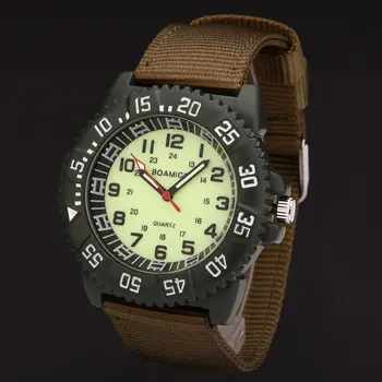 Hodinky mužov luxusné značky BOAMIGO armády vojenské športové hodinky Quartz Hodinky Nylon blue band náramkové hodinky relojes hombre