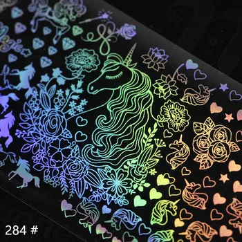 Holografické Nail Art Fólie Prenos Nálepky 4*100 cm Sen Chytiť Koňa FloralNail Vzory DIY Zábal Papier Fólie Nail Art Decoration