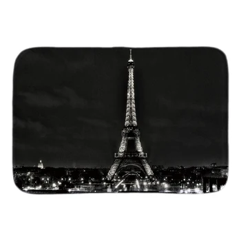 Home Decor Doormats Čierna Biela Eiffelova Veža Mäkké Ľahkosť Mat Krytý Vonkajší Kúpeľňa Dvere, Rohože Krátke Plyšové Textílie Podlahové Rohože