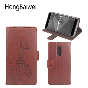 HongBaiwei Kryt Pre Xiao Redmi Poznámka 4X puzdro 3D Vytlačené Eiffelova Veža Flip Luxusné Kožené Peňaženky Telefón Taška Prípade