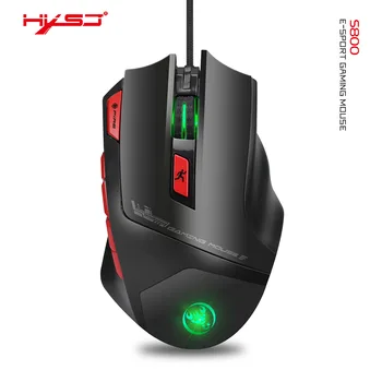 Hongsund Programovateľné Gaming Mouse 9 tlačidlo illuminable myši až 6000 dpi RGB Podsvietenie USB Káblové pripojenie Optickej Hráč