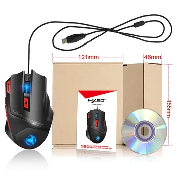 Hongsund Programovateľné Gaming Mouse 9 tlačidlo illuminable myši až 6000 dpi RGB Podsvietenie USB Káblové pripojenie Optickej Hráč