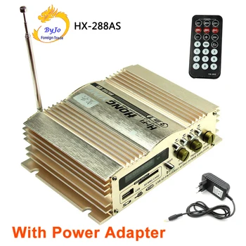 HONGXING HX-288AS Zosilňovač 40Wx2 12V 2 Kanálový Hi-Fi Auto Stereo Zosilňovač, FM Rádio, MP3 AMP Reproduktor a Vzdialenej + Napájací Adaptér