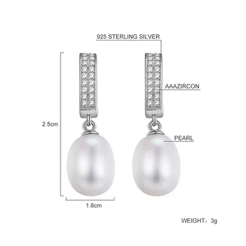 Hongye 2018 Hot Predaj Módneho Dizajnu 925 Sterling Silver Jednoduché Sladkovodné Perly Drop Visieť Náušnice Perly Ženám, Šperky