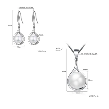Hongye Populárne Elegantné 925 Sterling Silver White Sladkovodné Perly Šperky Set pre Ženy, Dievča Prívesok Náhrdelník & Náušnice Lacné