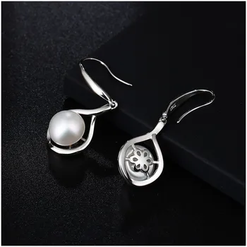 Hongye Populárne Elegantné 925 Sterling Silver White Sladkovodné Perly Šperky Set pre Ženy, Dievča Prívesok Náhrdelník & Náušnice Lacné