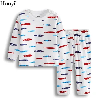 Hooyi Digger Baby Chlapci Oblečenie Nastaviť Deti Pyžamá Vyhovovali Jar Jeseň Dlhý Rukáv Oblečenie Sady Baby Sleepwear Kvalitné 0-2Y