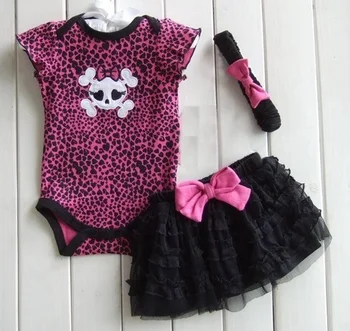 Hooyi Leopard Dieťa dievča oblečenie Sady Kombinézu Čipky Šaty hlavový most dojčenské oblečenie baby girl jumpsuit tutu hairband 3-dielna sada