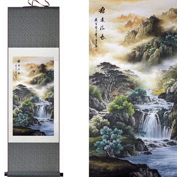 Hory a Rieky maľovanie Čínsky prejdite maľba krajiny umenie maľby-shan-shui maľovanie