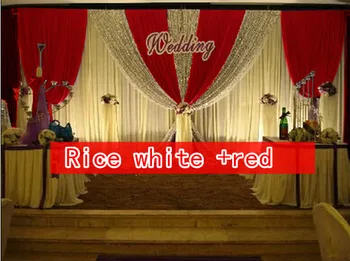 HORÚCA!!3*6m svadobné party ice hodvábna tkanina závesy Ryža, biele Farby s flitrami swag fáze prop módne Prikryť opony Pozadie