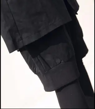 HORÚCE 2018 NOVÉ muži móda bežné nohavice falošné culottes osobnosti príliv hairstylist nohavice Slim kórejský tri culottes kostýmy