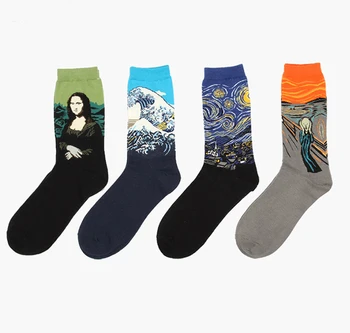 Horúce Dropshipping Jeseň zima Retro Ženy, Nové Umenie Van Gogh nástenná maľba svetoznámej olejomaľba Série Mužov Ponožky Zábavné Ponožky