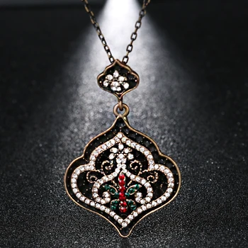 Horúce Módne Vintage Šperky Turecko Náhrdelník Pre Ženy Dávnych Zlatá Farba Choker Bohemia Čierny Smalt Živice Náhrdelník S Príveskom