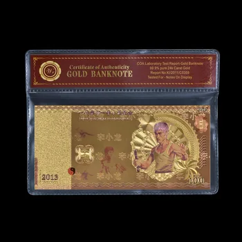 Horúce Nové Farebné Bankoviek Veľkoobchod Bruce Lee 100 Zlatej Fólie Bankovka Hodnota Zberu s VOA Rám