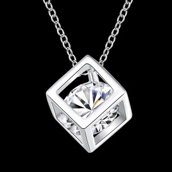 Horúce nové modely 925 sterling silver šperky, módne osobnosti kocka Pani zirkón prívesok náhrdelník retro klasika