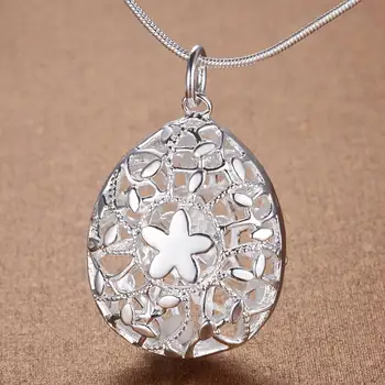 Horúce nový dizajn duté kvet tvar strieborný prívesok náhrdelník fashion party šperky pre ženy svadobný dar Najvyššej kvality AN083