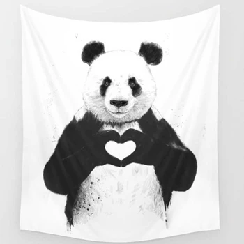 Horúce Panda Mačka Gobelín 3d Zvierat Vytlačené Polyester Stene Visí Gobelín P[opular Textílie Stene Koberec Drop Shipping