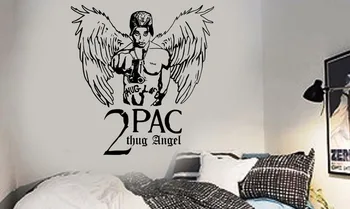 Horúce Tupac Kriminálnik Anjel Rapper Hip Hop Legenda DIY Wall Art Nálepka/Odtlačkový Samolepiek na Stenu, Pre Chlapcov Spálňa Studio Dekor A232