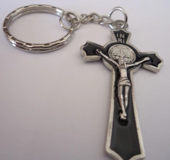 Horúce Vintage Striebro Smalt Ježiš Kríž Charms KeyChain Taška Dekorácie Pre Kľúče Auto DIY Taška Krúžok na kľúče v Kabelke Darček DIY Q718