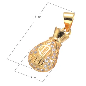 Horúce Šperky 2017 Micro Pave Zirkón Crystal Peniaze Taška Charms Prívesky Diy Medi CZ Plávajúce zobrazili kľúčové tlačidlá Pre Šperky, Takže Diy Bedels