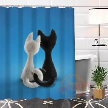 Hot New Eco-friendly Vlastné Jedinečné Cute Cat Moderný Sprchový Záves kúpeľňa Vodotesný pre seba H0220-82