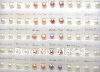 Hot Predaj 100ks Prírodné Sladkovodné Perly, Strieborné Pozlátené Ženy Stud Náušnice Veľkoobchod Módne Šperky Veľa A-024