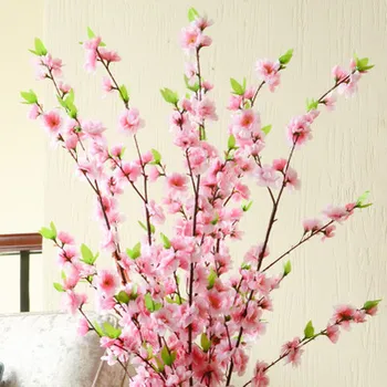 Hot predaj 120 cm 60 hlavu, Peach, Cherry Plum kvet simulácia kvet Domáce dekorácie veľkoobchod 5 farieb