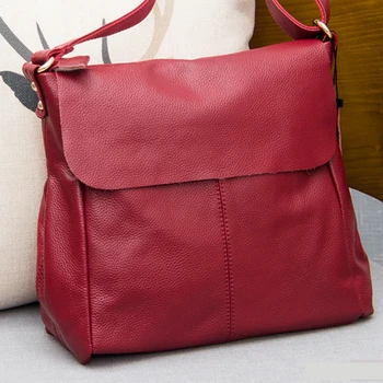 Hot predaj 2017 originálne kožené dámske kabelky Cowhide jeden taška cez rameno ženy messenger taška Viacerých farieb voliteľné#L59