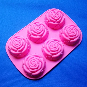 Hot predaj (2ks/lot) Milenca Silikónové Tortu Formy 6 Rose tvar Čokoláda Formy Želé Ice Puding Ručne vyrábané Mydlo Plesní