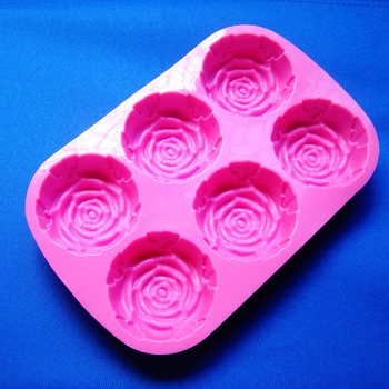 Hot predaj (2ks/lot) Milenca Silikónové Tortu Formy 6 Rose tvar Čokoláda Formy Želé Ice Puding Ručne vyrábané Mydlo Plesní