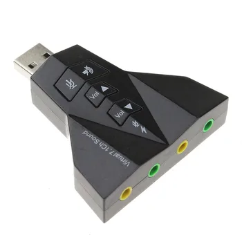 Hot Predaj 3D Externý USB Zvuková Karta 7.1 Kanálové Dvojité Slúchadlá MIKROFÓN Audio Adaptér Pre Windows Vista/XP/7/8 Linux