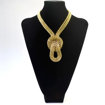 Hot Predaj Luxusné Zlaté Náhrdelníky Pre Ženy Jednoduché Čínske Uzol Zliatiny Krátke Choker Náhrdelník Dámy Módne Šperky Príslušenstvo