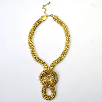 Hot Predaj Luxusné Zlaté Náhrdelníky Pre Ženy Jednoduché Čínske Uzol Zliatiny Krátke Choker Náhrdelník Dámy Módne Šperky Príslušenstvo