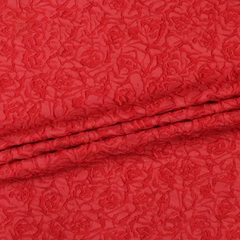 Hot predaj! Luxusné červená čierna 3D vypuklé kvetinový žakárové brocade textílie pre sako tkaniva tkaniny tkaniny tela tejido SP3921