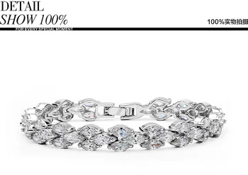 Hot predaj Luxusné Šperky 17&19 cm 925 silver AAA cubic zirconia Svadobné Ženy Náramok darček