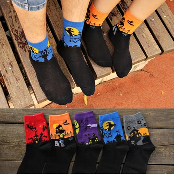 Hot predaj! muži cartoon ponožky 5 párov/veľa jeseň-zima Hallowmas cartoon ponožky módne farebné male a pánske ponožky