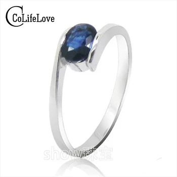 Hot predaj módny dizajn silver zafír prstene pre ženy pevné 925 silver sapphire krúžok 0.5 ct prírodný drahokam zafír