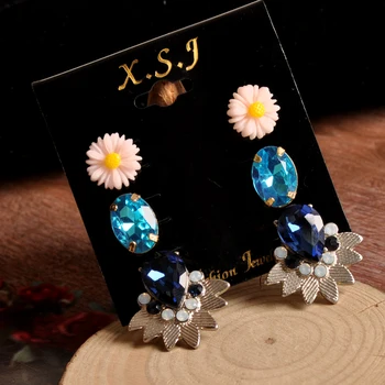 Hot predaj módnych nádherné dámske šperky dievča narodeninovej party náušnice zmiešané s 3 páry /set náušníc doprava zadarmo.