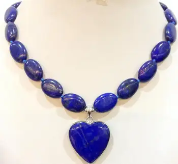 Hot predaj>@@ Nové prírodné lapis lazuli srdce prívesok náhrdelník 18-palcové