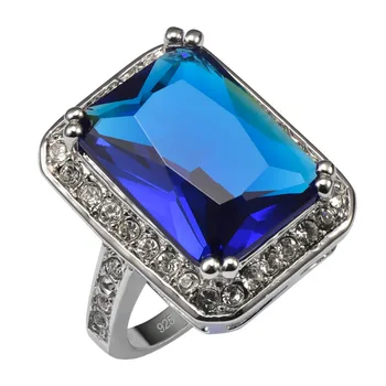 Hot Predaj Nádherné Modré Crystal Zirkón 925 Sterling Silver Kvalitné Krúžok Krásne Šperky Veľkosti 7 8 9 10 11 F1559