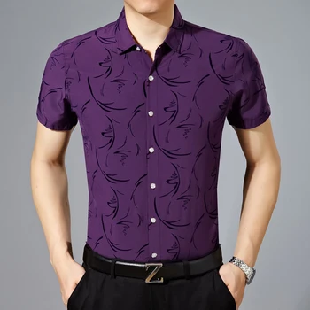 Hot predaj pánske letné módy pruhované tričko business bežné muž krátky rukáv pruhy košele